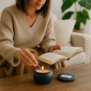 Voluspa Makassar Ebony & Peach Mini Tin Candle